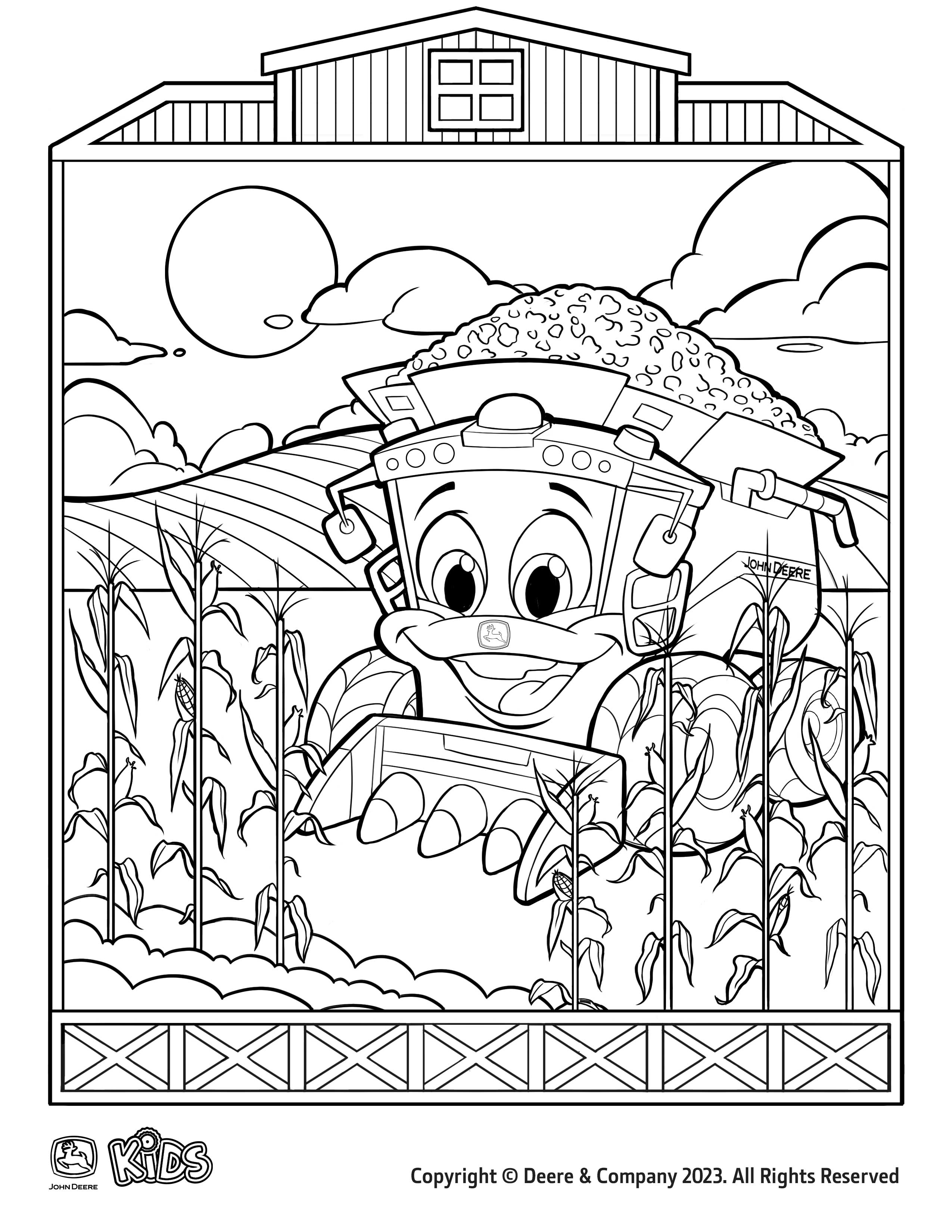 kids john deere tractor coloring pages