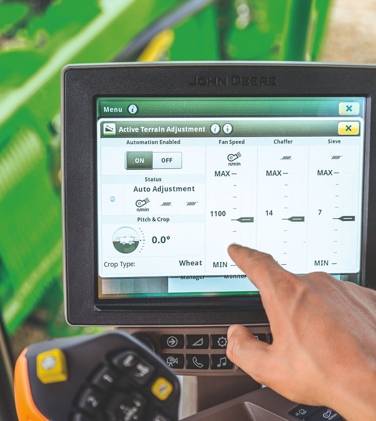 Touch display showing multiple options and finger selecting one of them