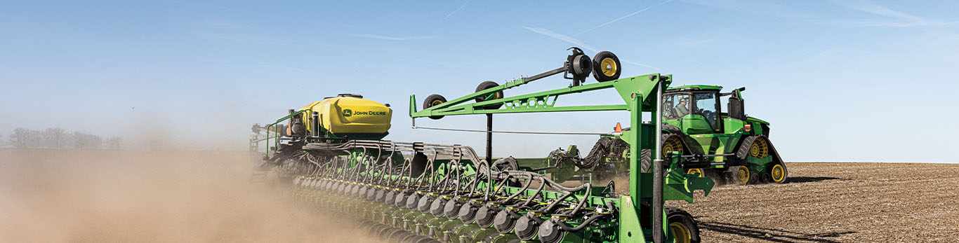 John Deere DB90 planter being pulled by 9RX 640 Tractor