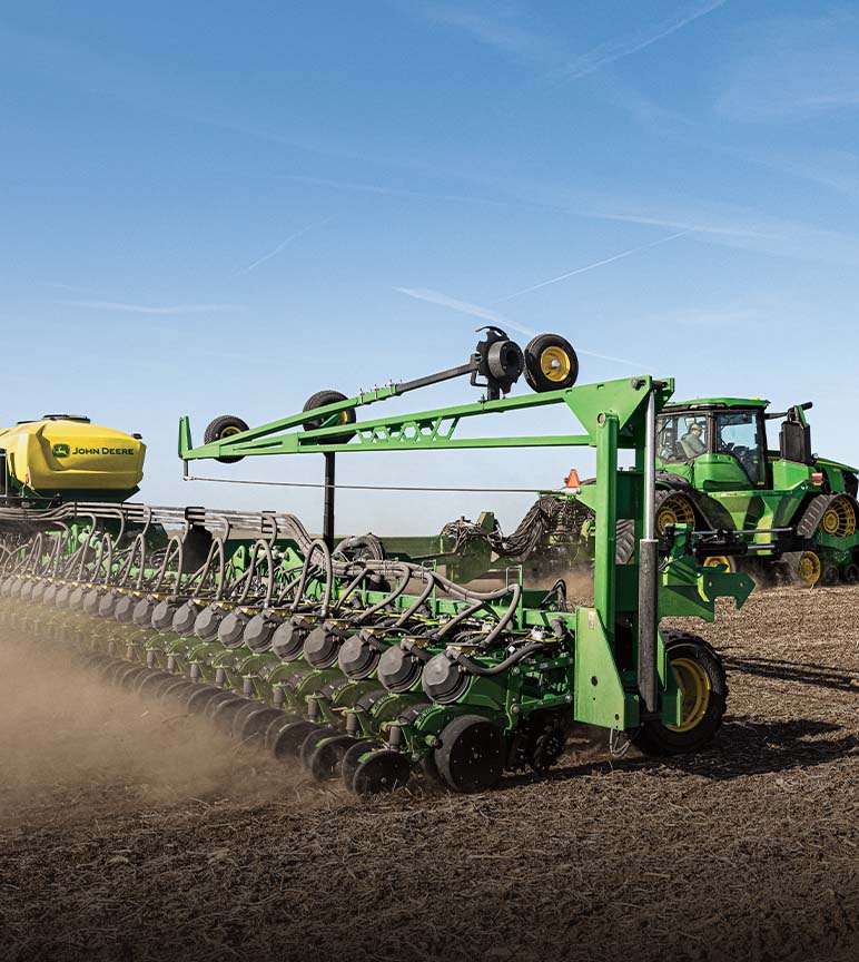 John Deere DB90 planter being pulled by 9RX 640 Tractor