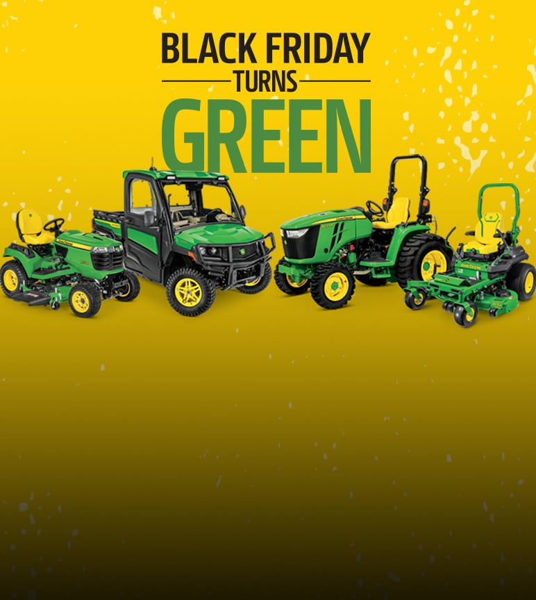 Four machines on a yellow background with a Black Friday Turns Green logo