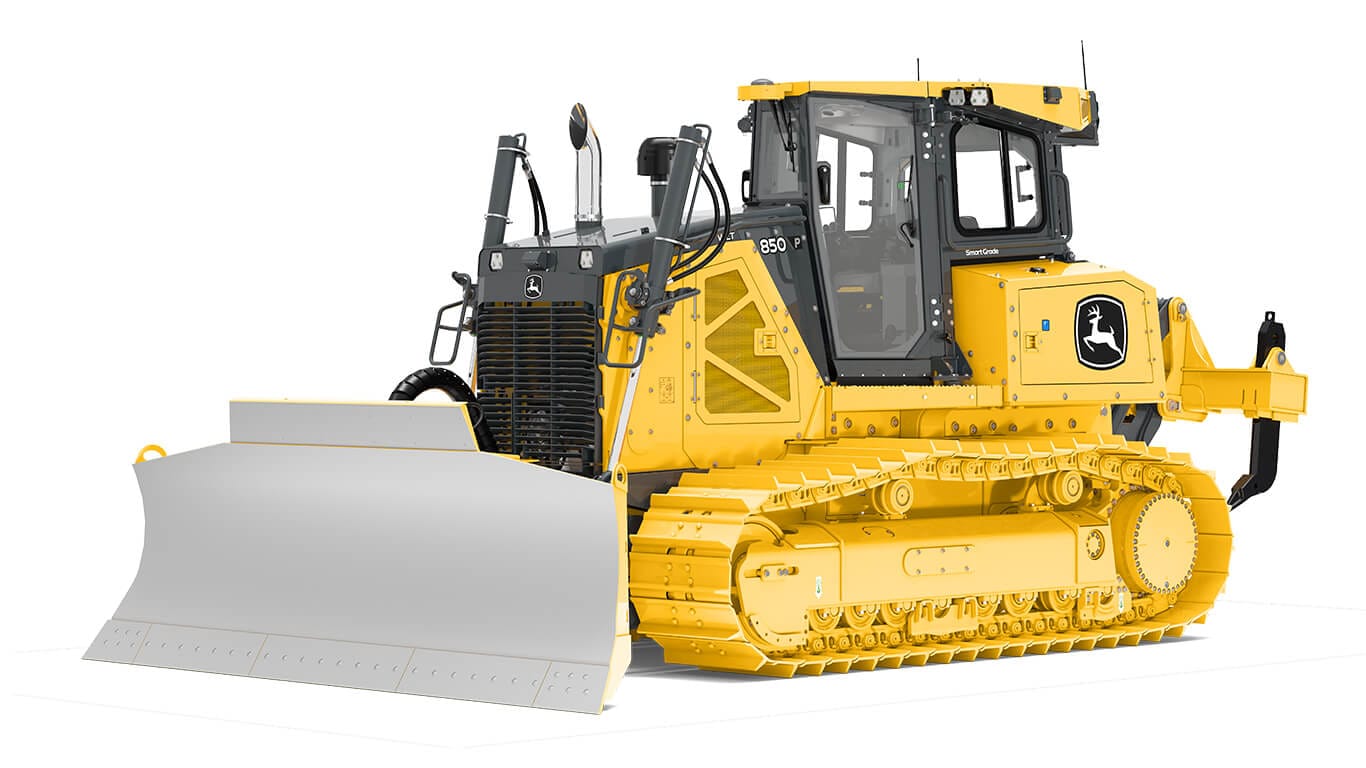 John Deere 950K dozer on a white background.