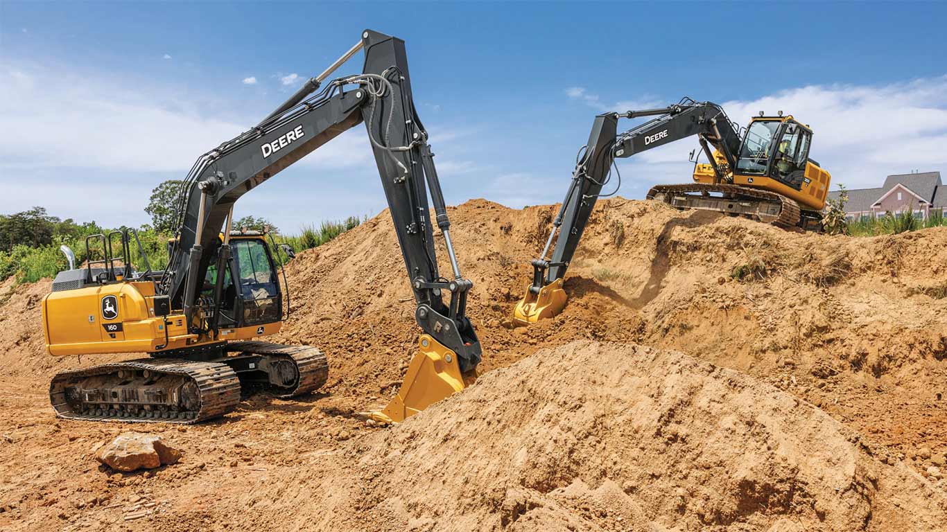 160 P-Tier and 200 G-Tier Excavators Digging Dirt