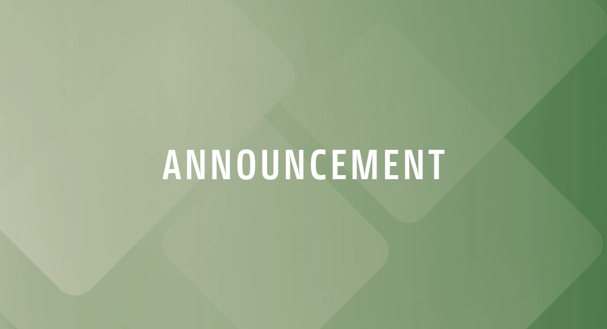 "Announcement" text on a green patterned decorative background