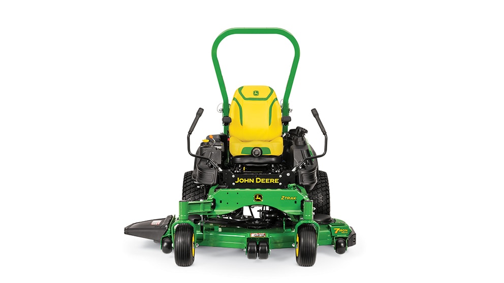 Full view of a John Deere lawn mower