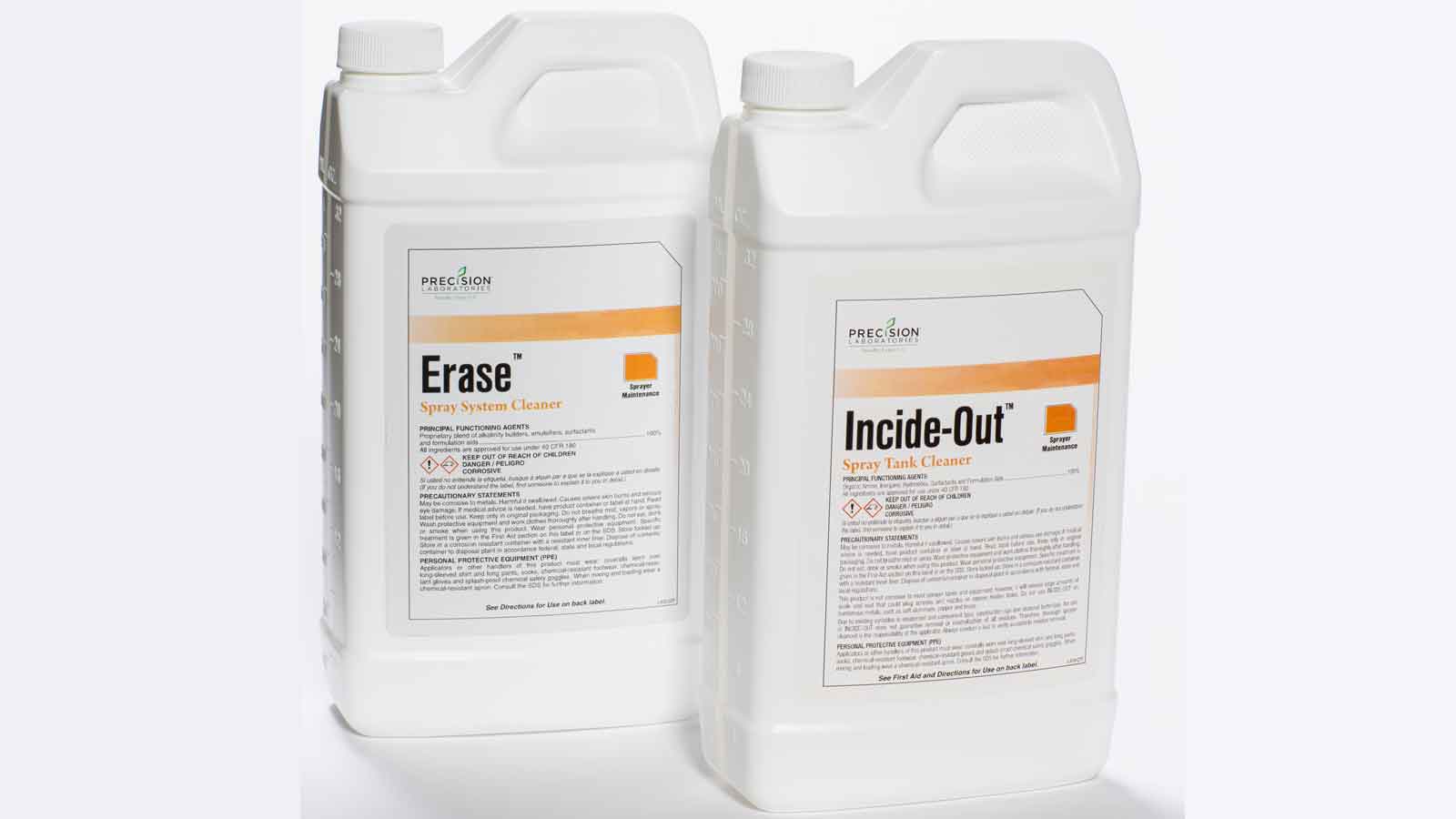 Studio shot of Erase and Incide-Out chemicals 