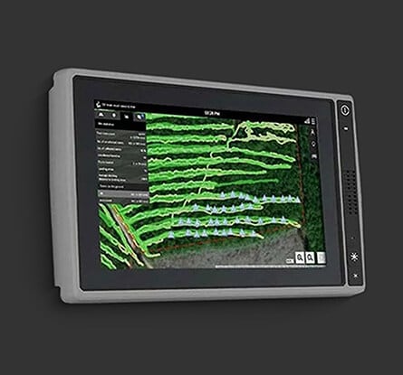 Electronic display showing map data.