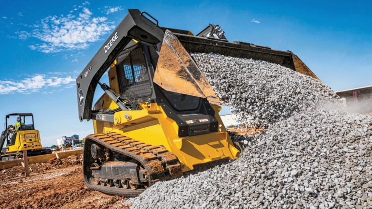 331 P-Tier compact track loader using bucket to dump gravel in a pile. (4th thumbnail)