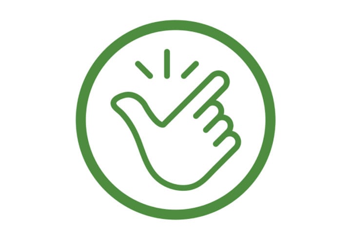 Green icon of a snapping fingers hand emoji.