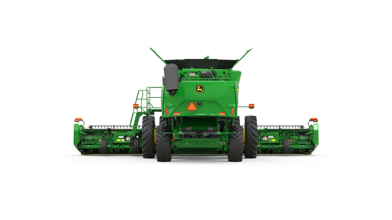 Back view of S7 700 combine on a white background