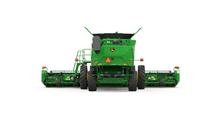 Back view of S7 700 combine on a white background