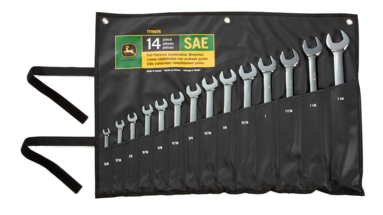 combination wrench set in black roll up case