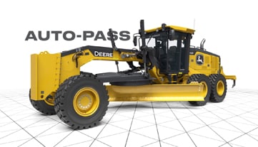 studio image of John Deere equipment with text reading "AUTO-PASS"