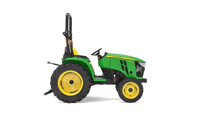 Right facing 3038E Compact Tractor on a white background (6th thumbnail)