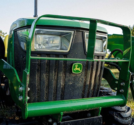 front view of a green tractor