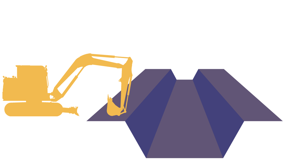 Icon showing a dozer digging a deep trench