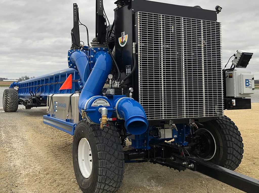Bambauer Equipment’s The Big Stick pumping manure from a lagoon.
