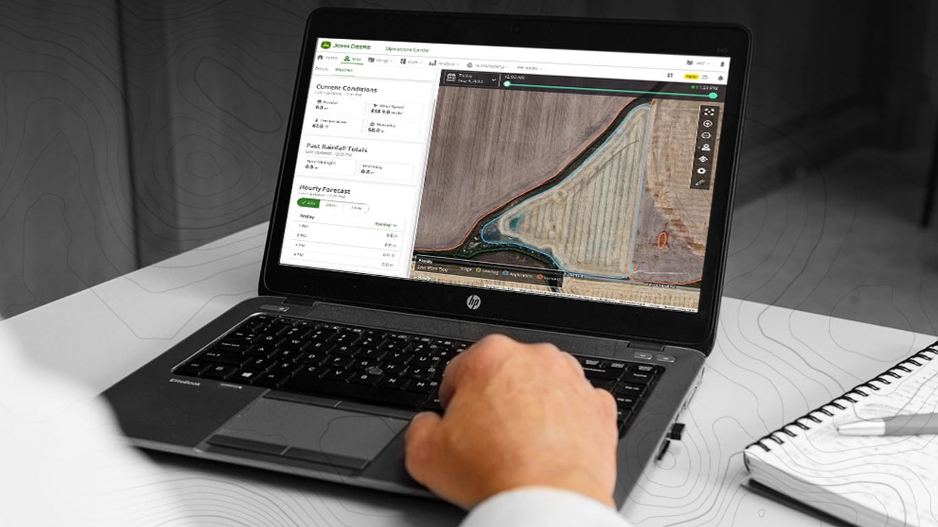 John Deere Operations Center on a laptop.