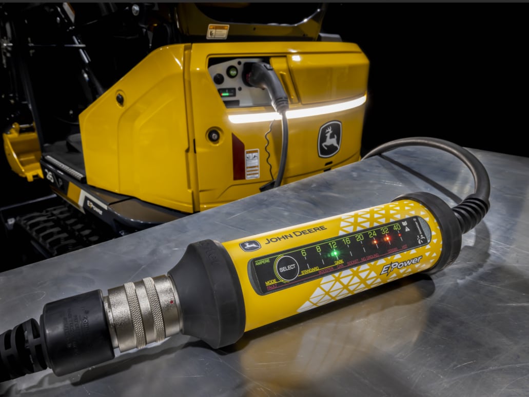 Close up of a John Deere E-Power Charger
