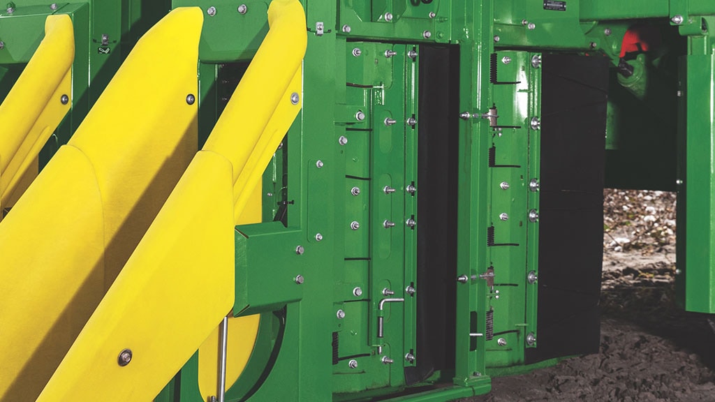 Close-up of the Auto Greasing System on a John Deere CP770 Cotton Picker