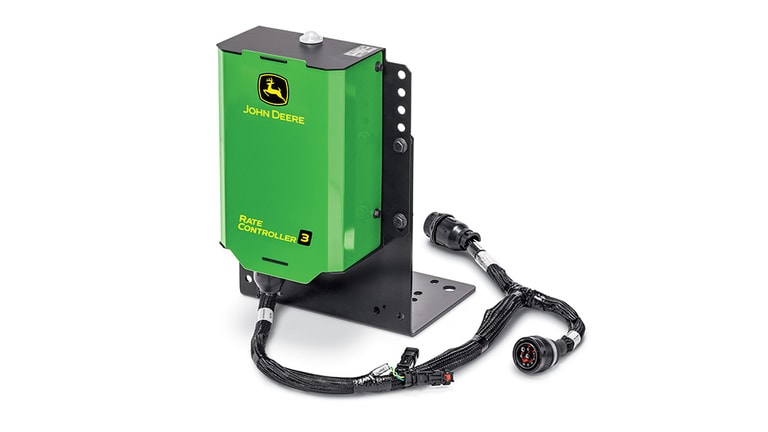 Green John Deere Rate Controller 3 with black bracket and attached cables (6th thumbnail)
