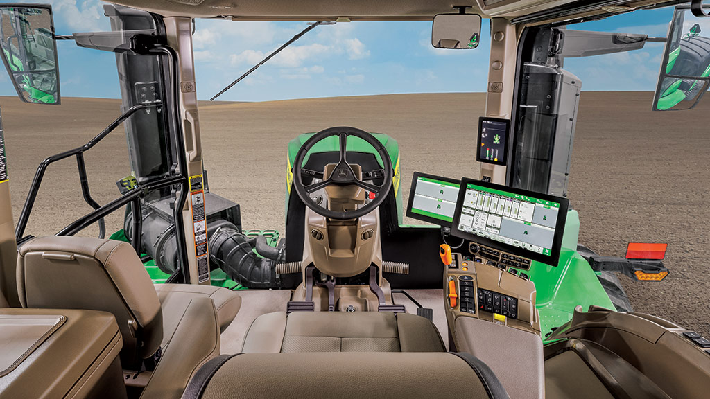 View of inside the cab of a 9 Series Tractor View of inside the cab of a 9 Series Tractor