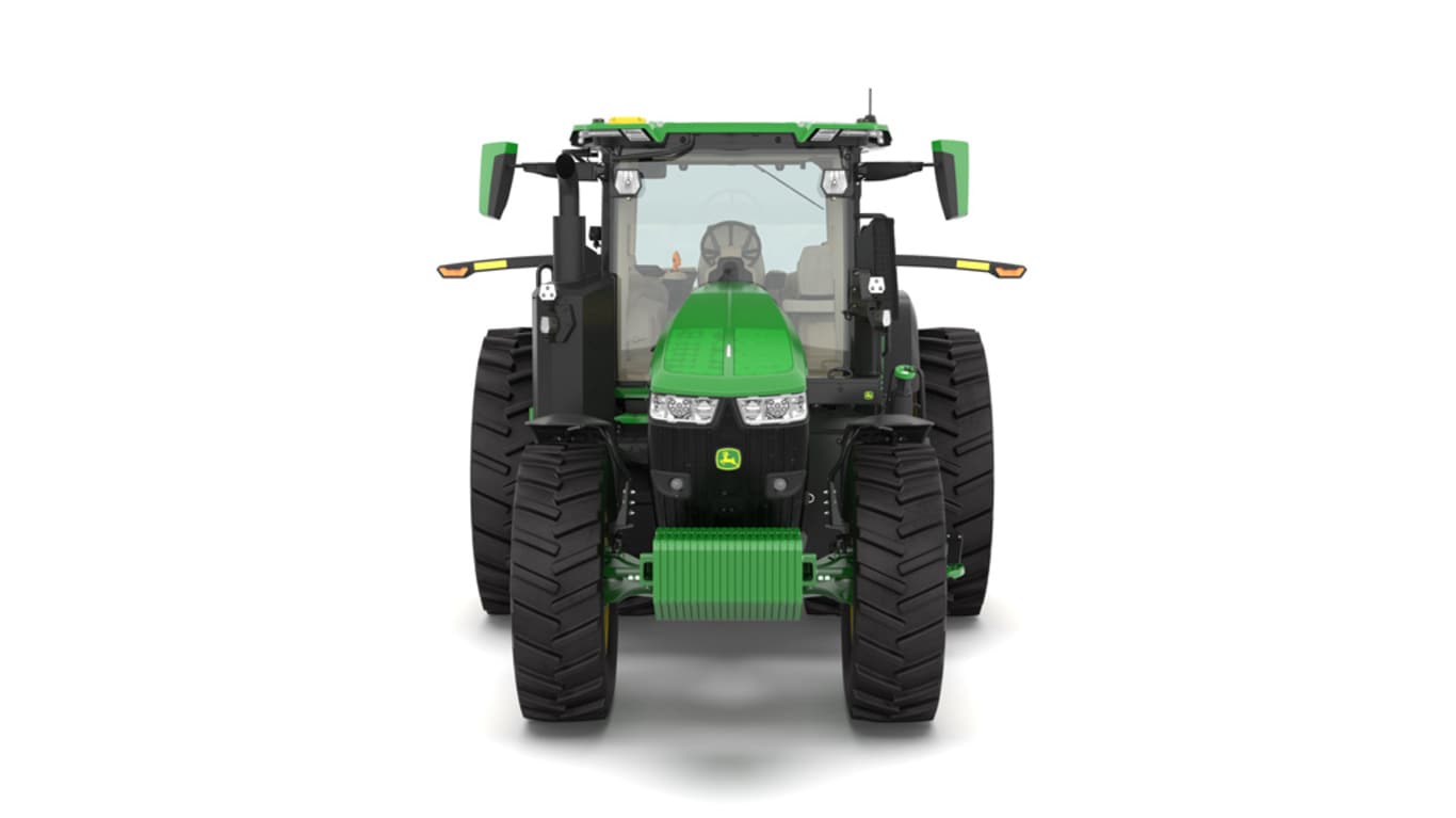 Front view of 7R 210 Tractor on a white background