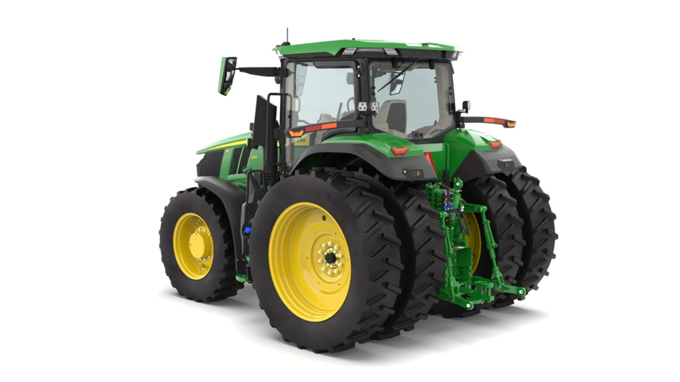Rear left-facing 7R 210 Tractor on a white background