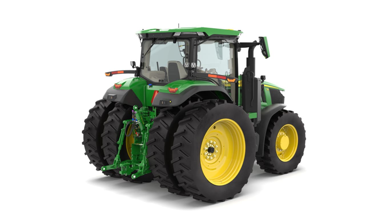 Rear right-facing 7R 210 Tractor on a white background