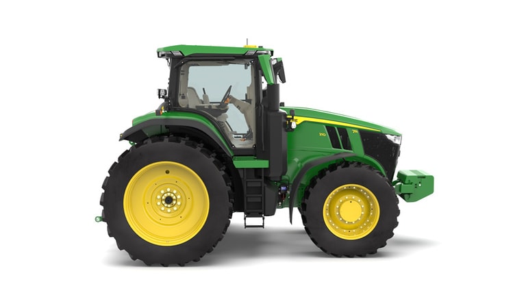 Right-facing 7R 210 Tractor on a white background