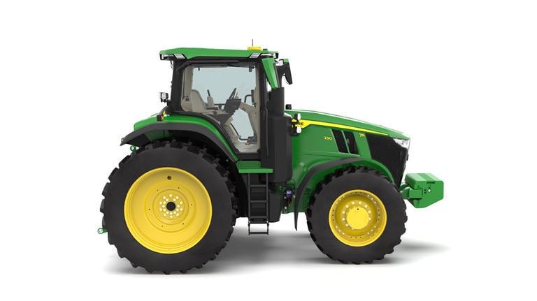 Right-facing 7R 230 Tractor on a white background
