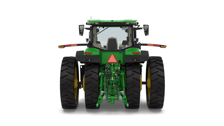 Rear view of 7R 310 tractor on a white background