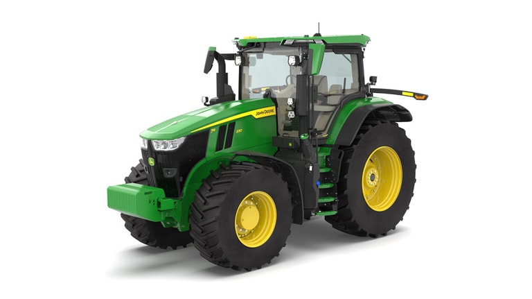 Front left-facing 7R 330 tractor on a white background