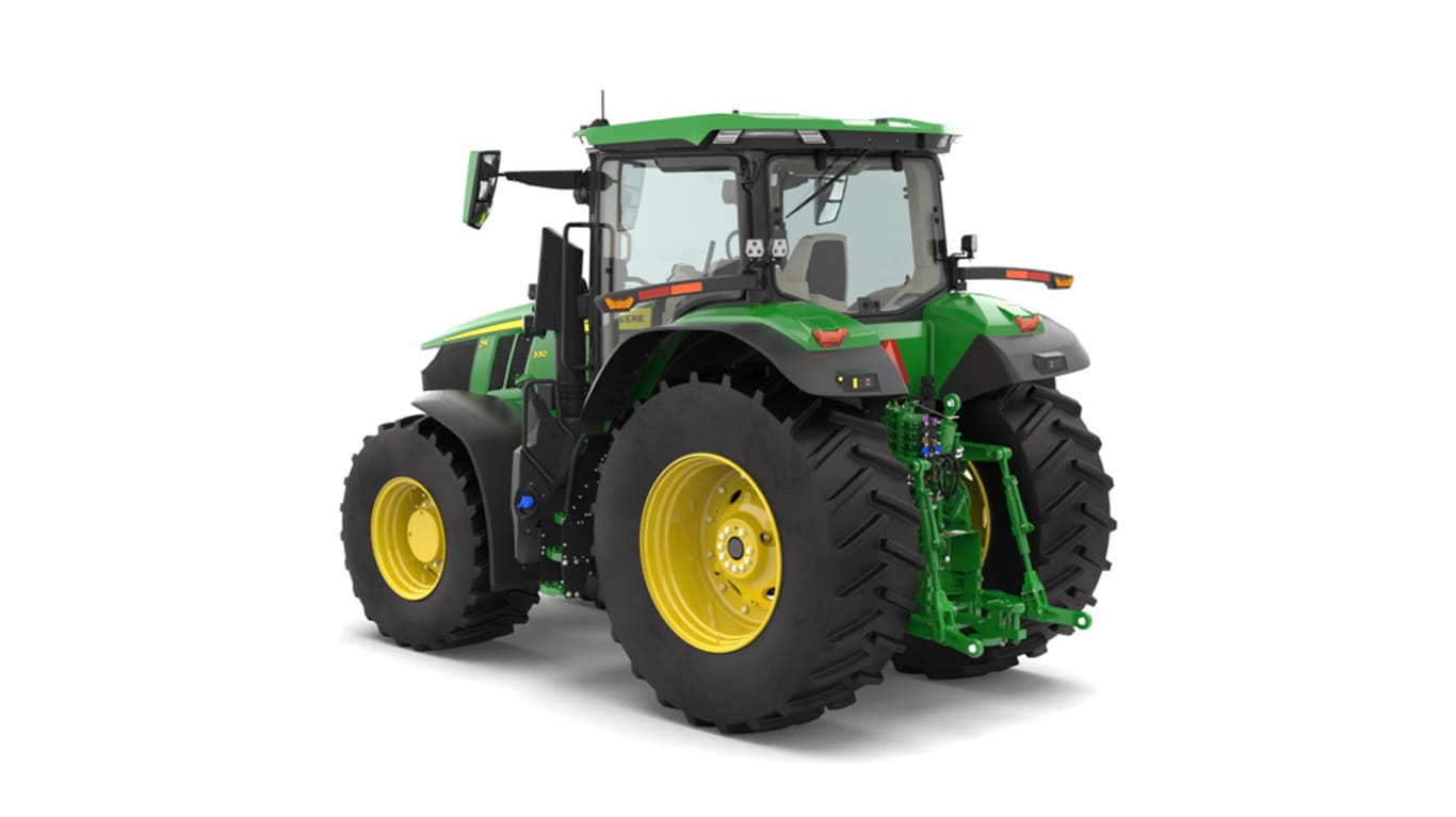 Rear left-facing 7R 330 tractor on a white background