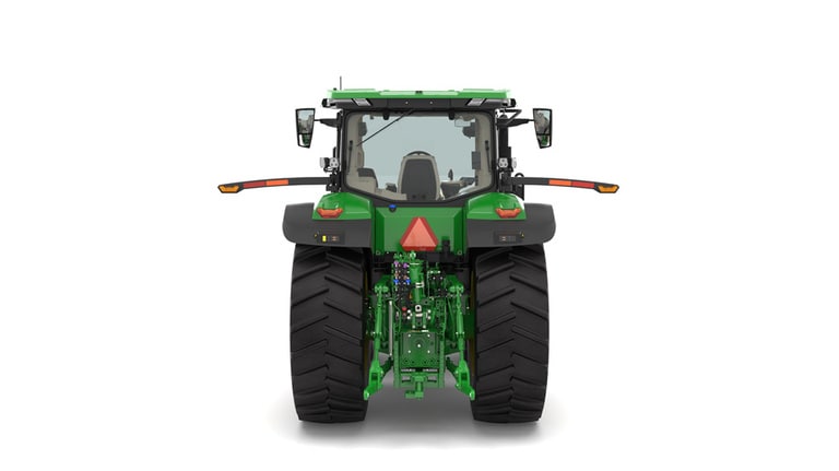 Rear view of 7R 330 tractor on a white background