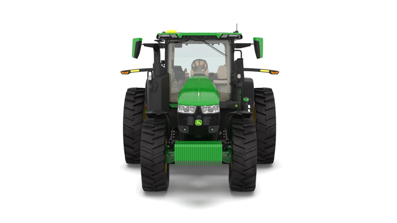 Front view of 7R 350 tractor on a white background