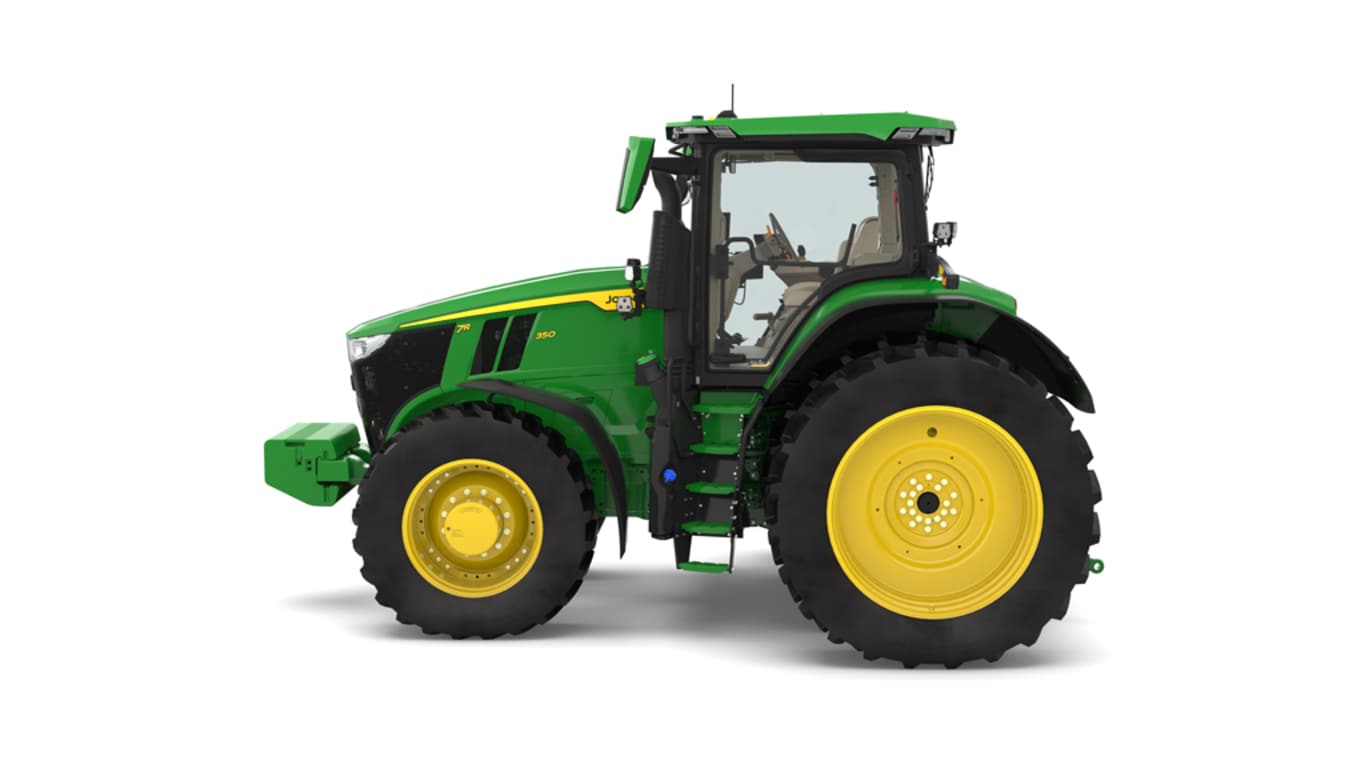 Left-facing 7R 350 tractor on a white background