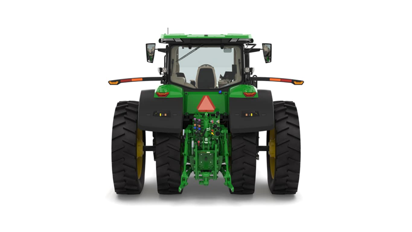Rear view of 7R 350 tractor on a white background