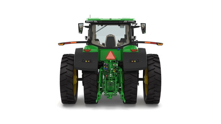Rear view of 7R 350 tractor on a white background