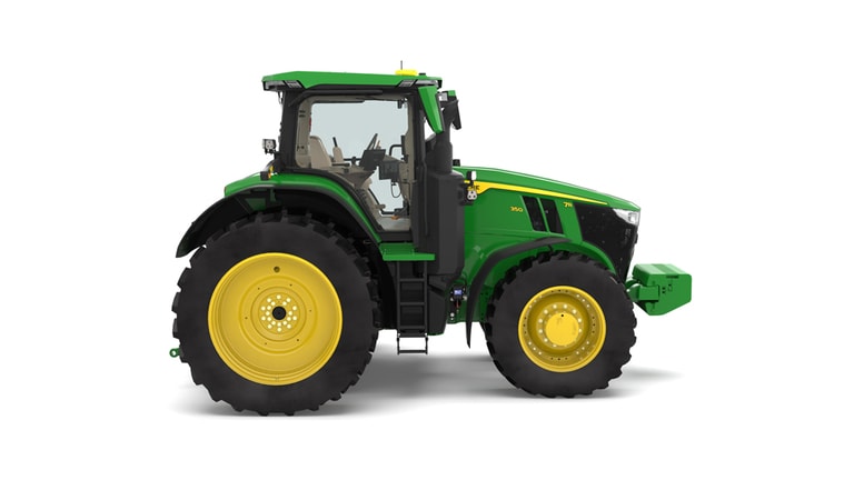 Right-facing 7R 350 tractor on a white background