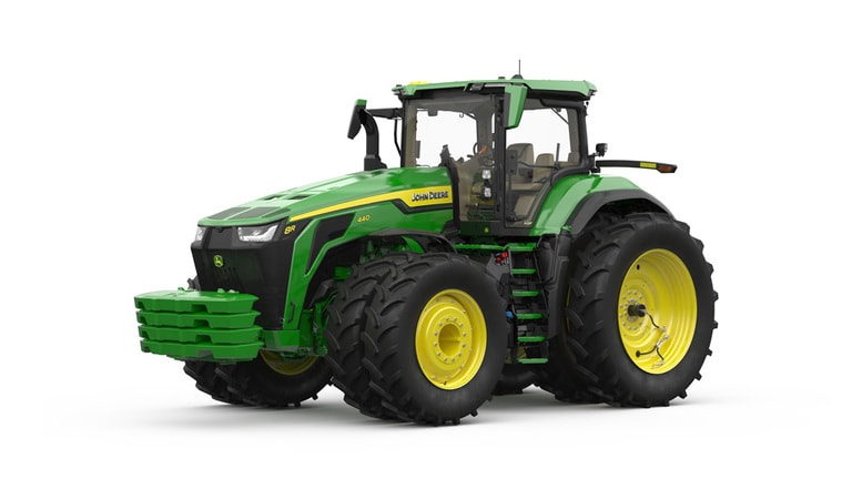 Studio image of Front-left facing 8R 440 Tractor (7th thumbnail)