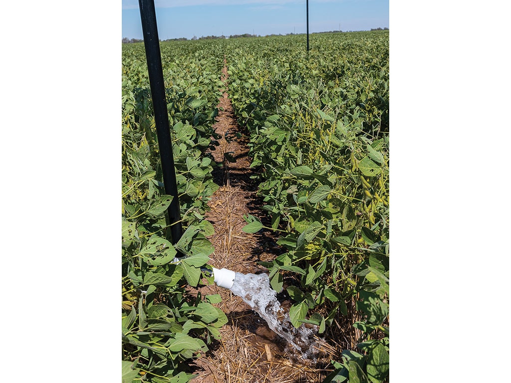 Water is being fed to irrigate a very large crop.